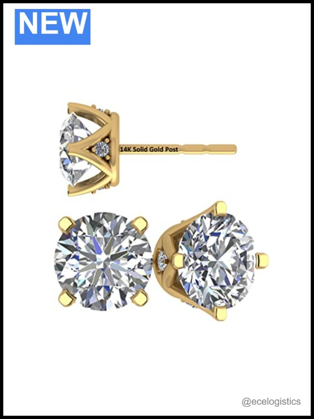 14K Gold Plated CZ Stud Earrings
